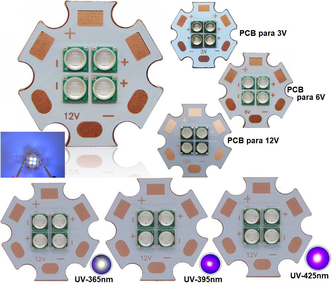Led SMD 3535, XPE 4 Led 10w UV